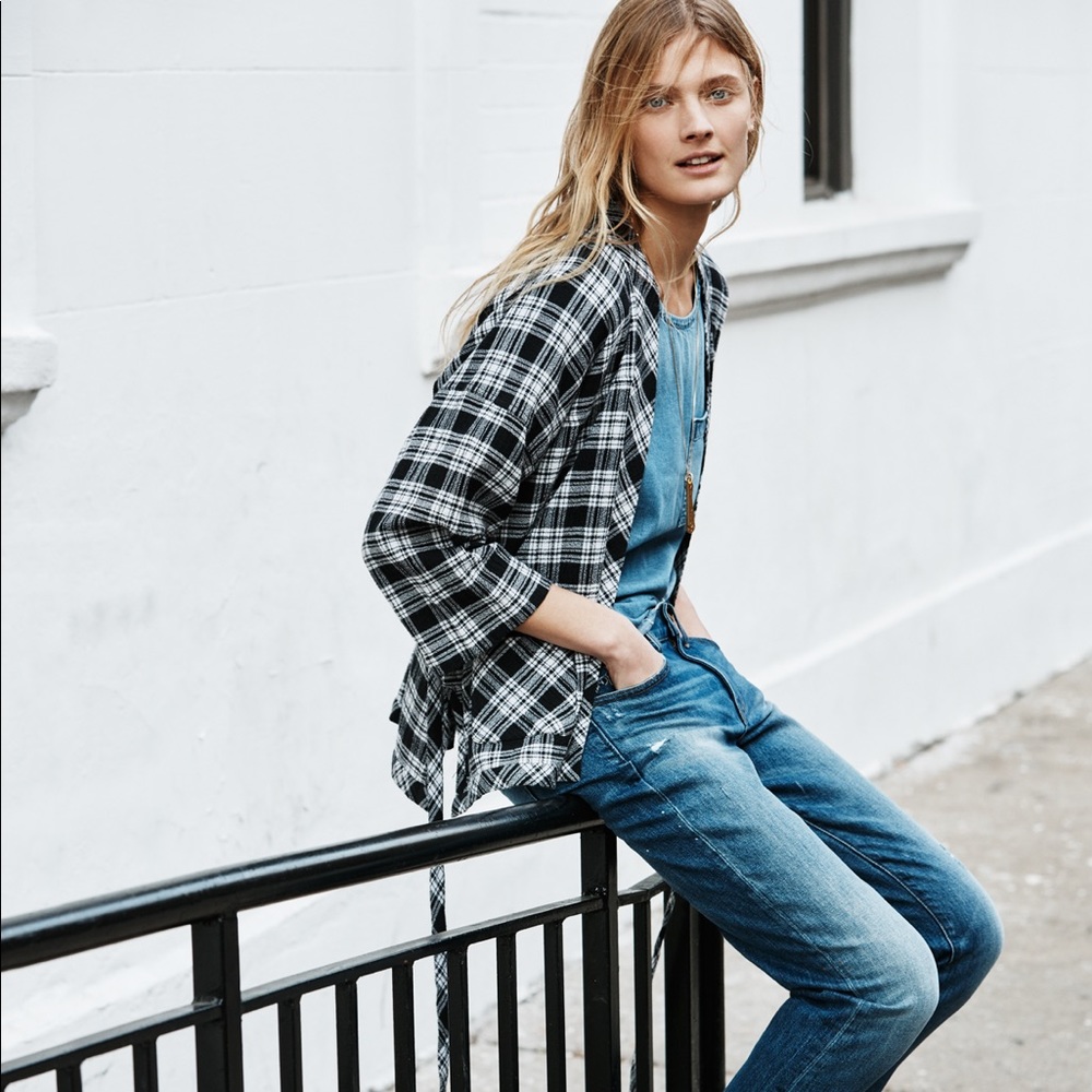 Madewell Plaid Kimono Jacket